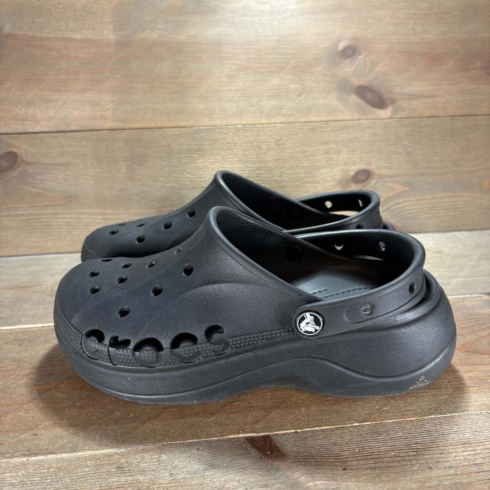 Crocs Baya Platform Womens size 8 shoes Black Lightweight Slip On clogs